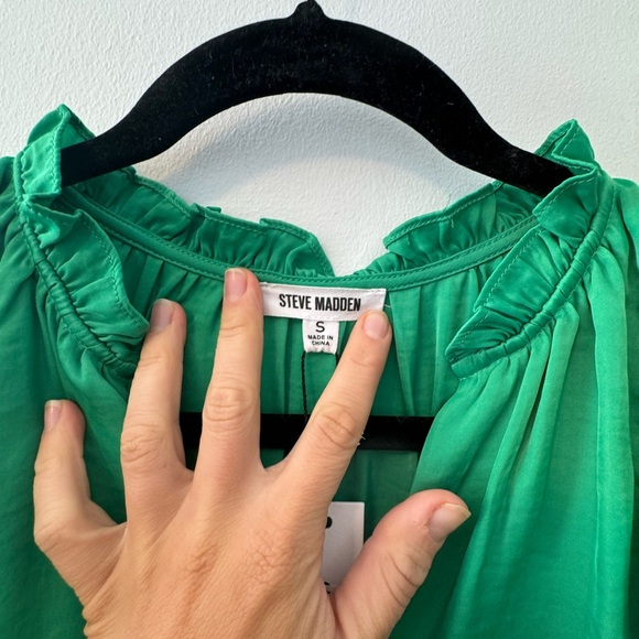 NWT Steve Madden Prairie Ruffle Mini Dress in Bright Green - Small - Picture 9 of 12